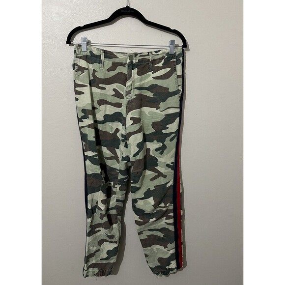 Mother Pants Green The No Zip Misfit Double Time Camouflage Side Stripe Size 26 - Picture 1 of 13